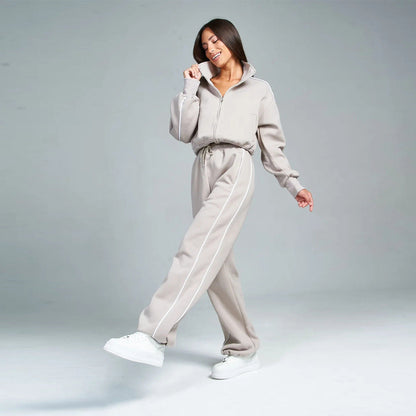 Damen Sportanzug Stehkragen Weite Hose Eveloria