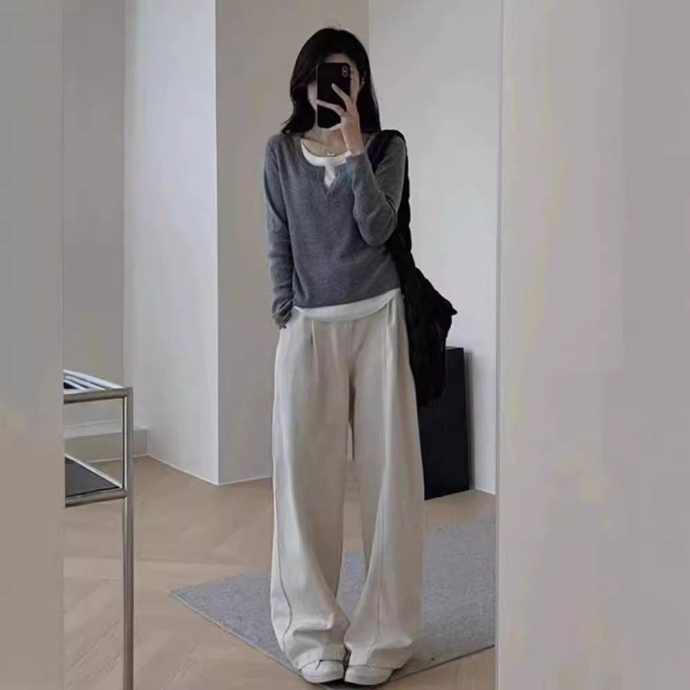 Damen Feinstrickpullover V-Ausschnitt Raglanärmel