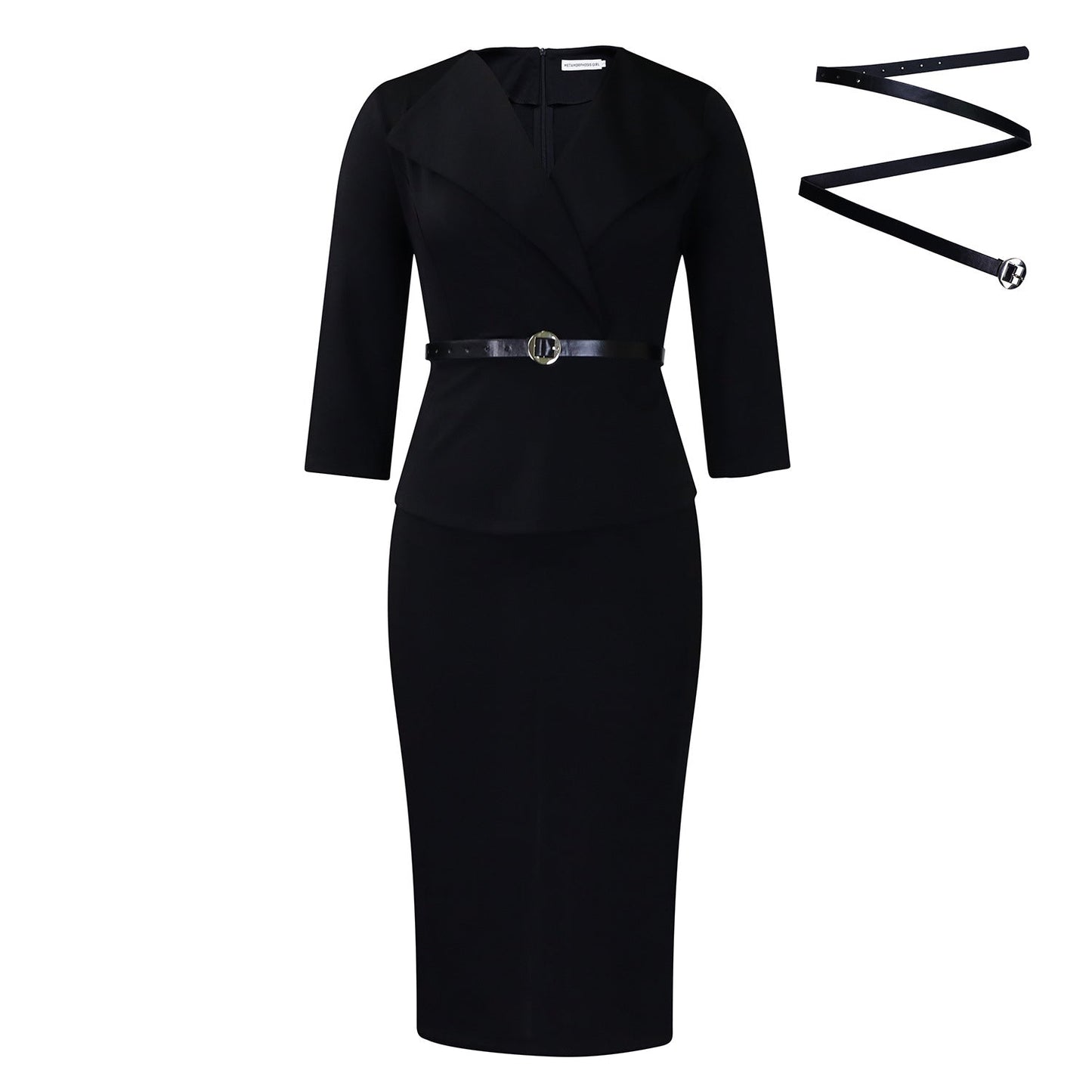 Damen Business Kleid mit Abnehmbarem Gürtel Eveloria