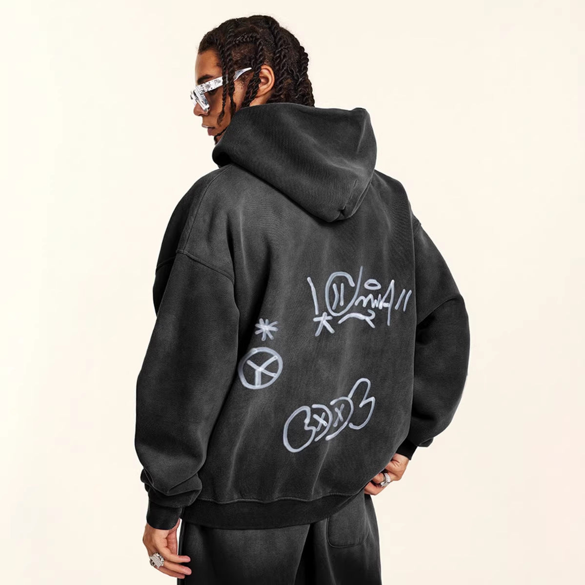 Damen Kapuzenjacke Graffiti-Print Eveloria