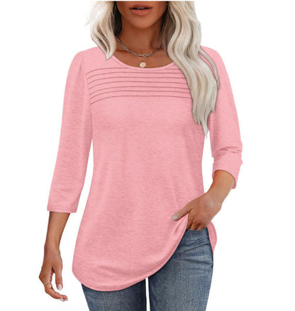 Damen Langarmshirt Plissee-Details Eveloria