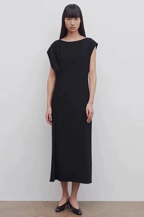 Damen Midikleid Fließend Reduzierter Schnitt Eveloria