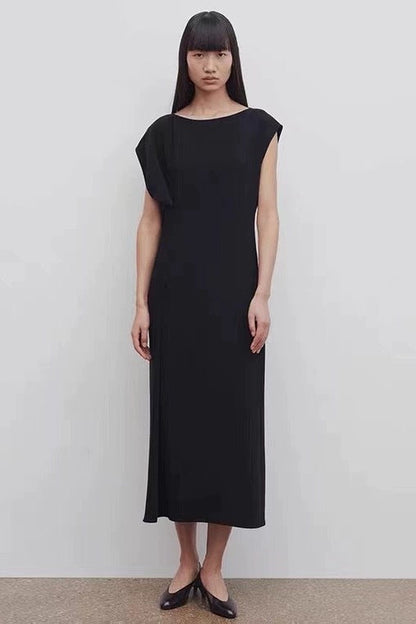 Damen Midikleid Fließend Reduzierter Schnitt Eveloria