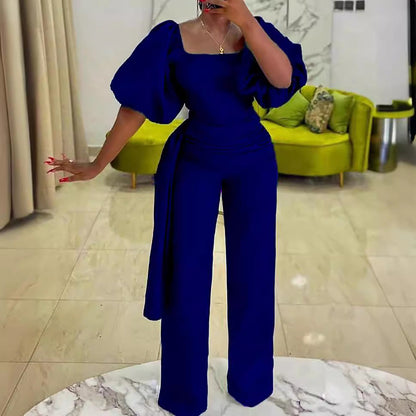 Damen Jumpsuit Voluminöse Ärmel Tailliert Eveloria