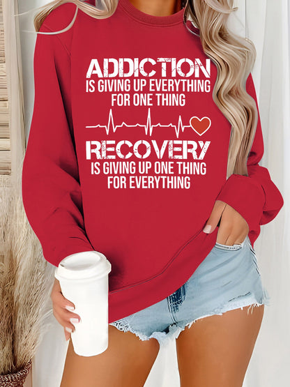 Damen Sweatshirt Lässiger Schnitt Inspirierender Druck Grau
