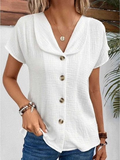 Eveloria Damen Bluse mit Kragen und Button-Down Verschluss