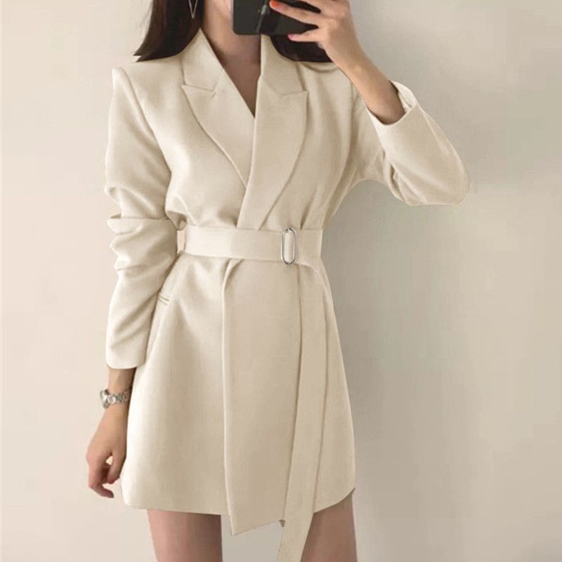 Damen Blazer-Kleid Tailliert Gürtel Eveloria