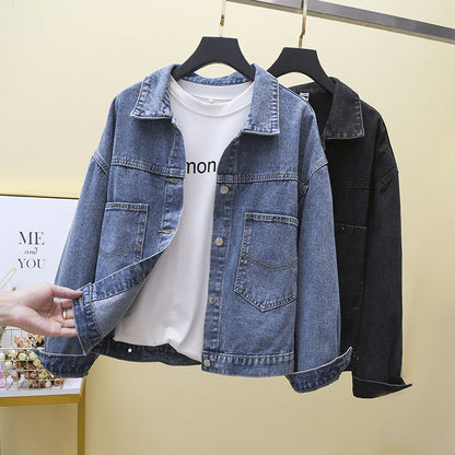 Damen Denimjacke Große Taschen Eveloria Blau