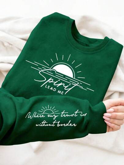 Damen Sweatshirt Weich Fließend mit Druck Eveloria
