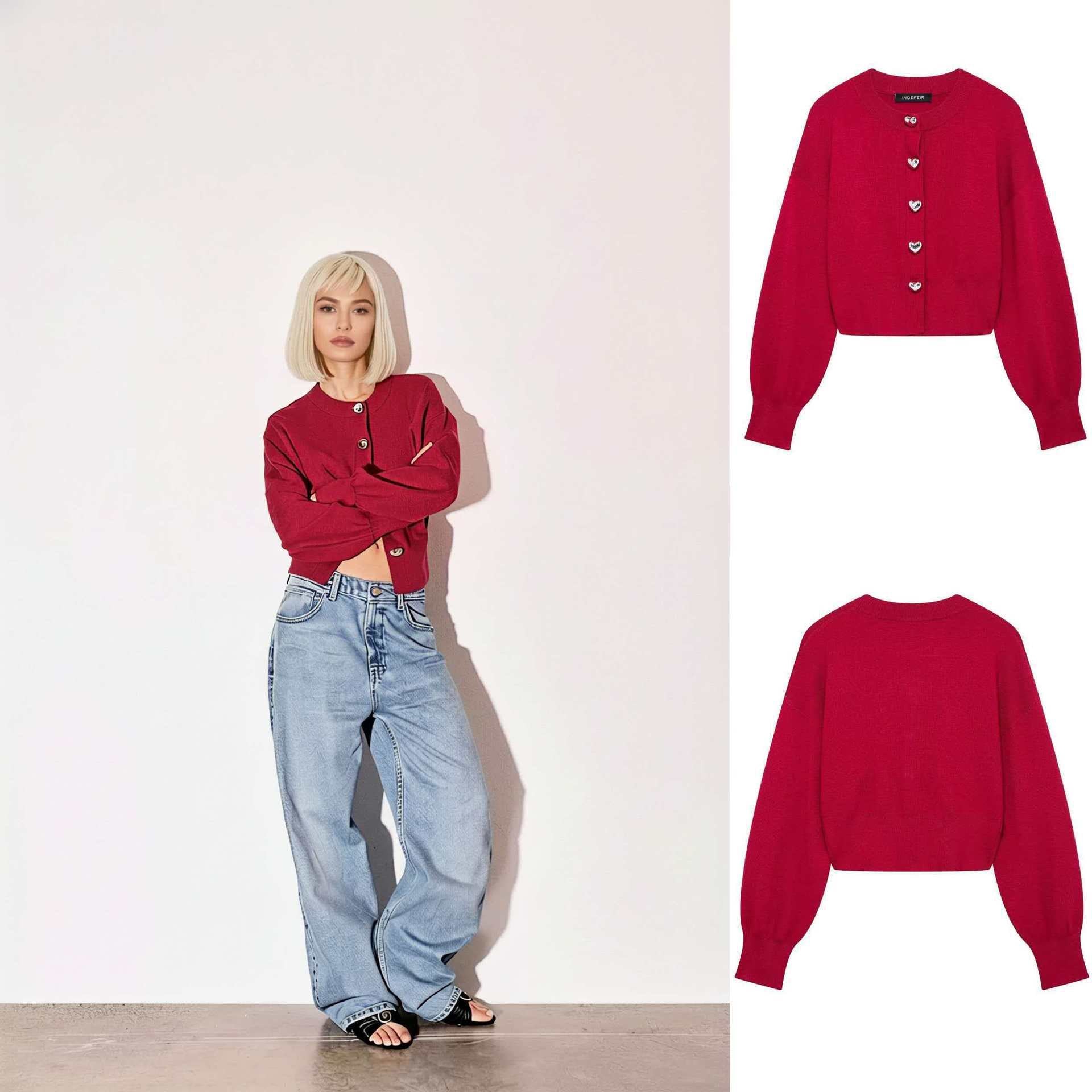 Damen Strickjacke Herzknöpfe Eveloria - Eveloria