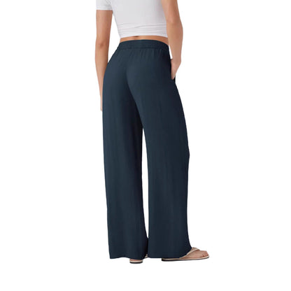 Damen Palazzo-Hose Elastischer Bund Praktische Taschen