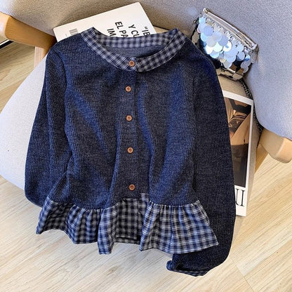 Damen Langarmshirt mit Kragen und Rüschendetails Eveloria - Eveloria