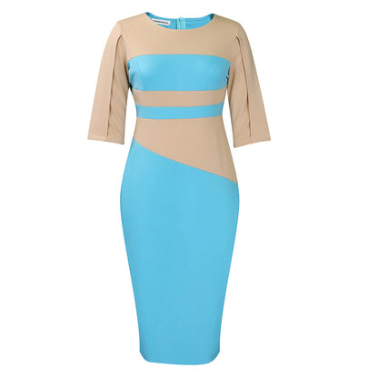 Damen Midi-Kleid Asymmetrisch ¾-Ärmel Elegantes Design
