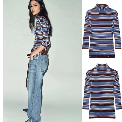Damen Rollkragenpullover Streifenoptik Eveloria - Eveloria