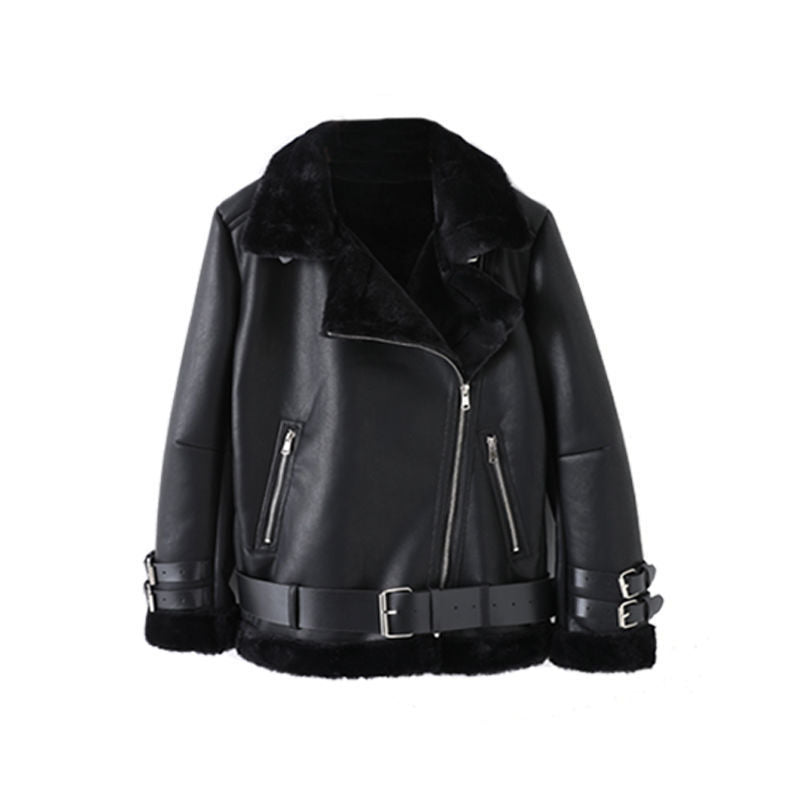 Damen Kunstlederjacke Abnehmbares Innenfutter Eveloria
