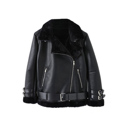 Damen Kunstlederjacke Abnehmbares Innenfutter Eveloria