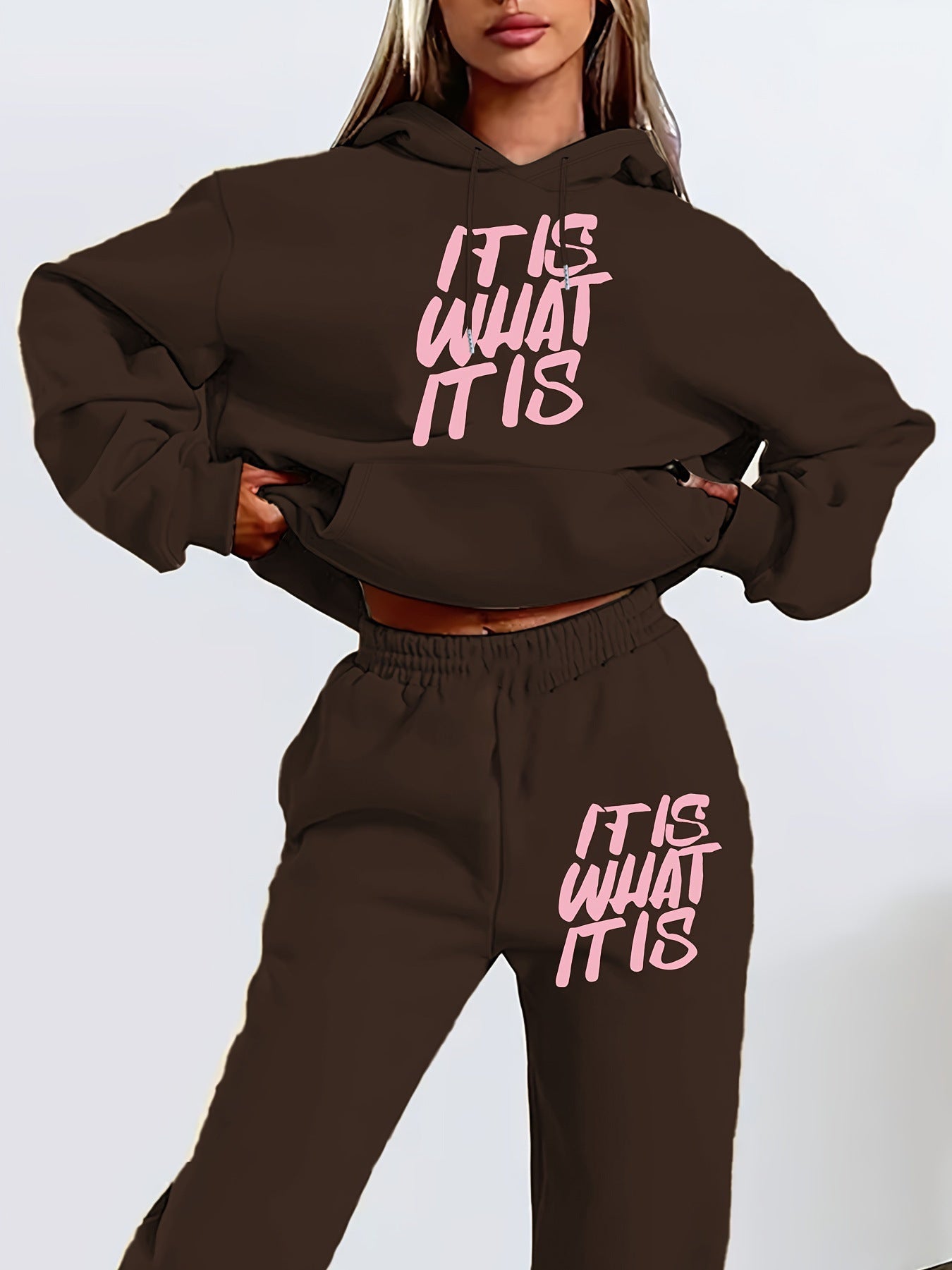 Damen Jogginganzug Statement-Print Lässiger Schnitt