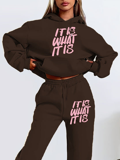 Damen Jogginganzug Statement-Print Lässiger Schnitt