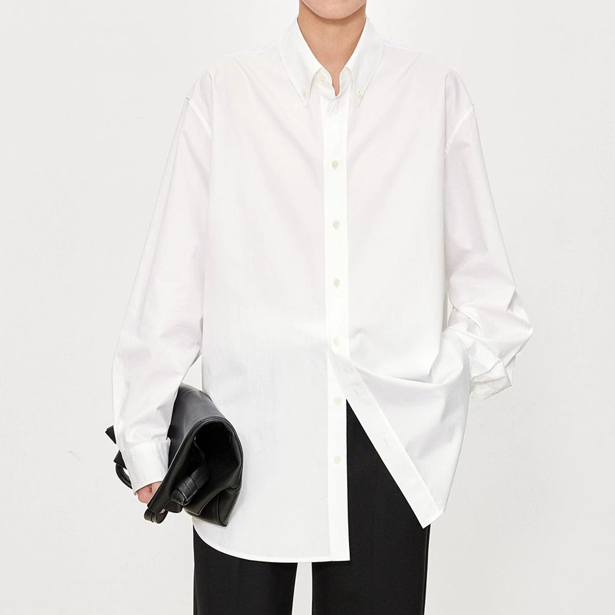 Damen Oversized Bluse Klassische Knöpfe Elegantes Design