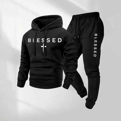 Damen Jogginganzug Sweatshirt und Hose mit Schriftzug und Taschen