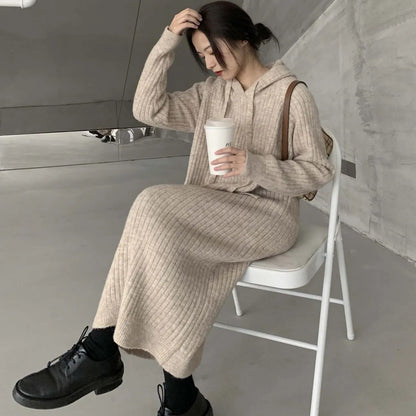 Damen Strickpullover Kapuze Rippstruktur Eveloria