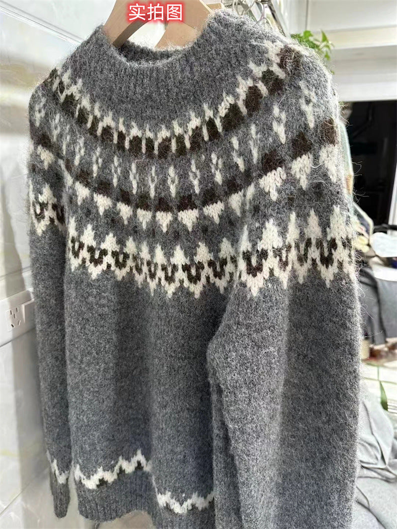 Damen Pullover Norwegermuster Eveloria Strick
