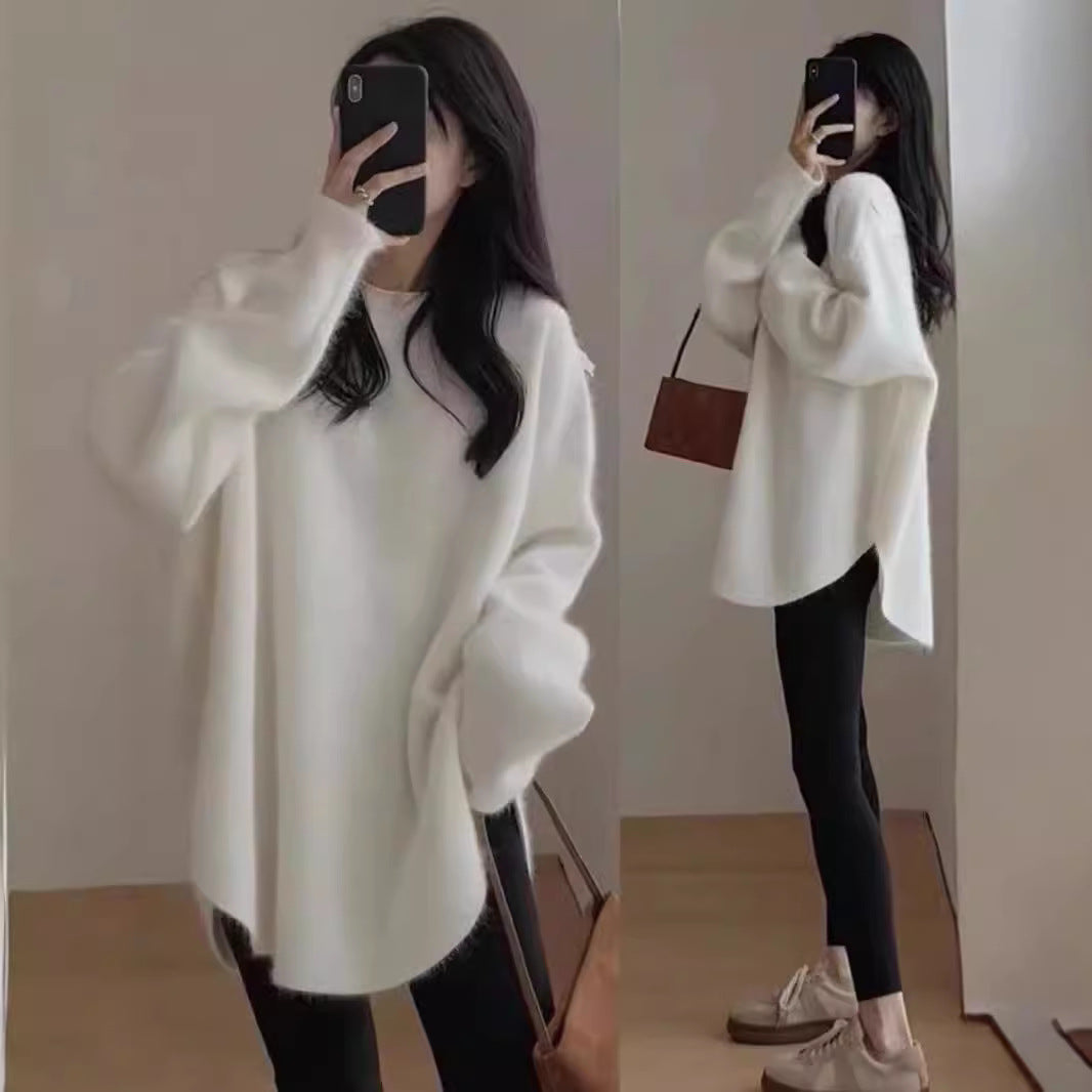 Damen Oversized Kuschelpullover Struktur Oberfläche Lässig Grau