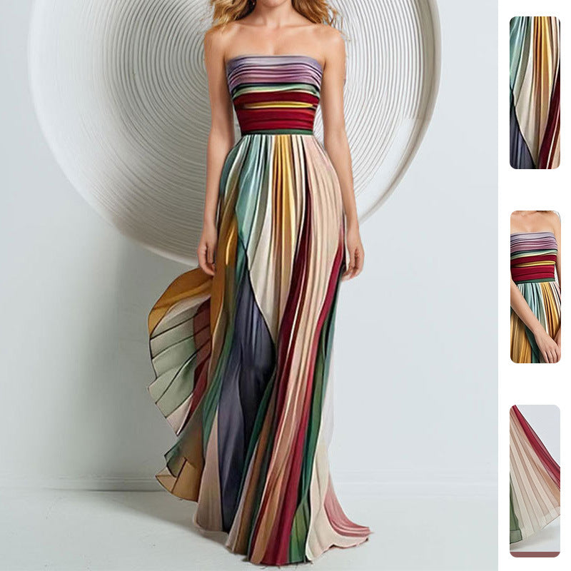 Damen Maxikleid Fließender Schnitt Farbverlauf - Eveloria
