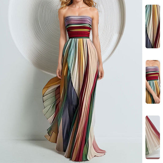 Damen Maxikleid Fließender Schnitt Farbverlauf - Eveloria
