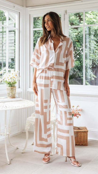 Damen Lounge-Anzug Geometrisches Muster Eveloria