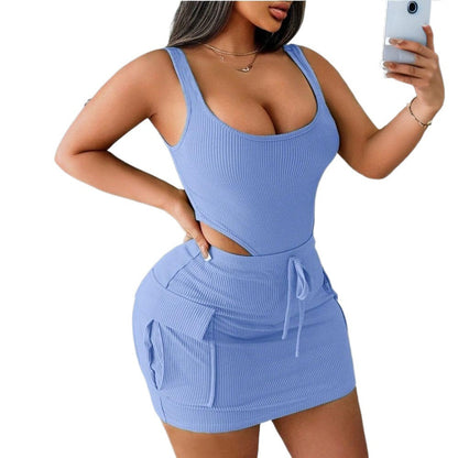 Damen Kleid mit Taschen Elastisch Eveloria