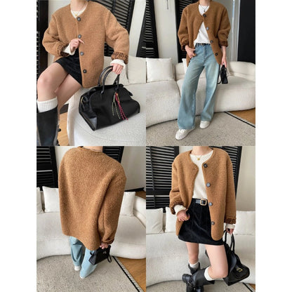 Damen Fleecejacke Kuschelig Dekorative Knöpfe Modischer Schnitt Grau