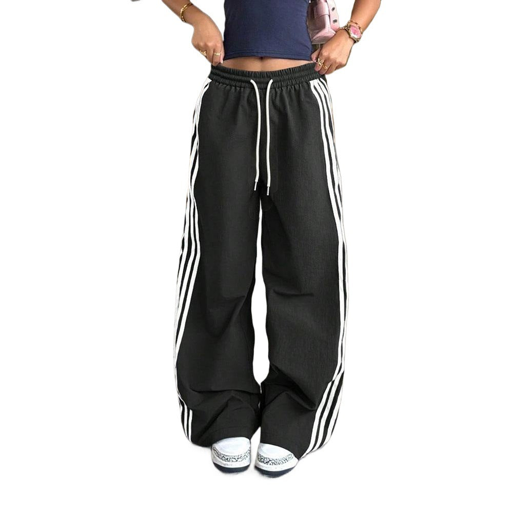 Damen High-Waist Jogginghose mit Streifenmuster