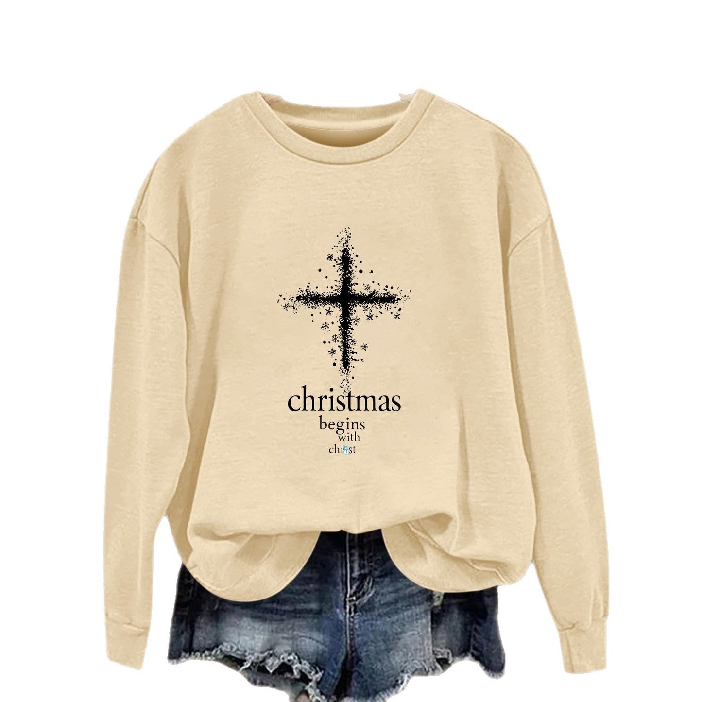 Damen Sweatshirt Christliches Motiv Weiches Innenfutter Eveloria