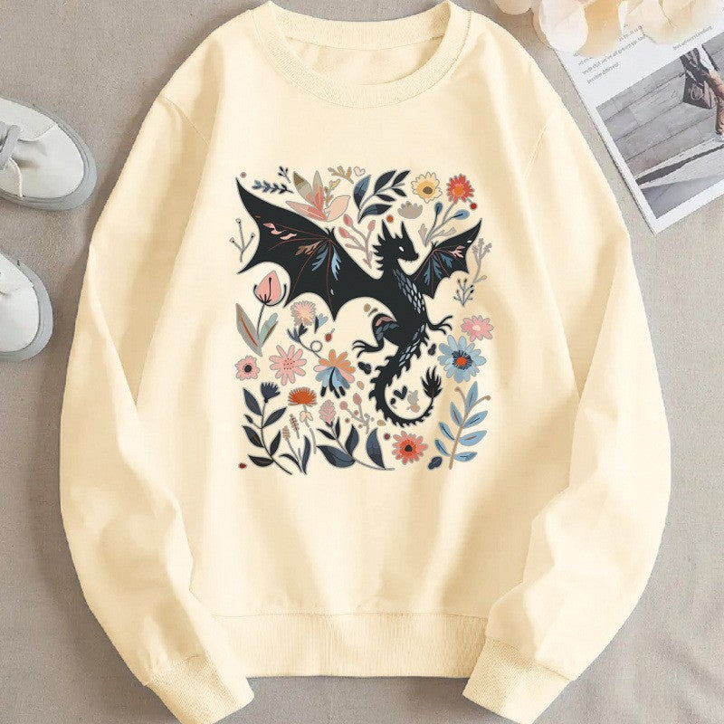 Damen Sweatshirt Drachen Blumenmotiv Eveloria - Eveloria