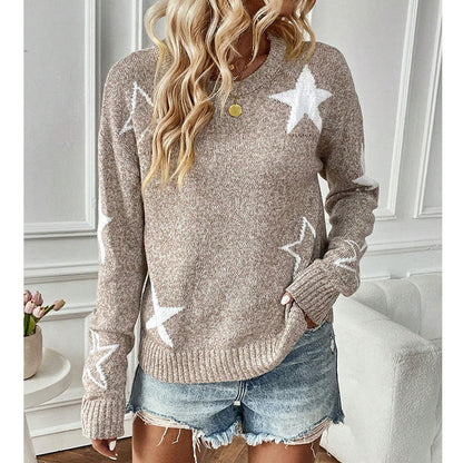 Damen Strickpullover Sternenmuster Eveloria