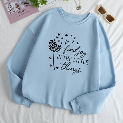Damen Sweatshirt Floral Aufdruck Motivierender Spruch