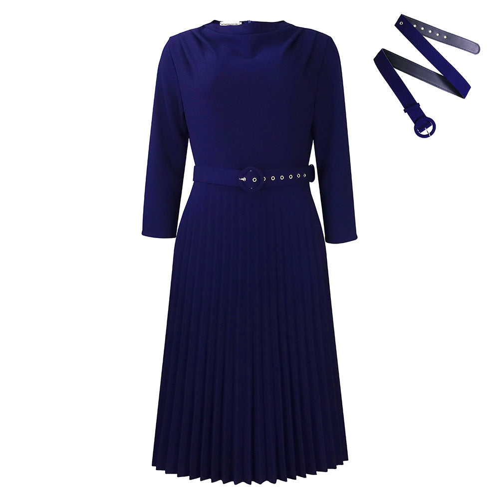 Damen Midikleid Plissee Tailliert Eveloria
