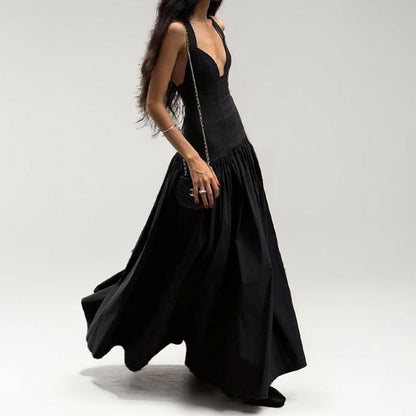 Damen Abendkleid V-Ausschnitt Aufwendiger Rock Eveloria
