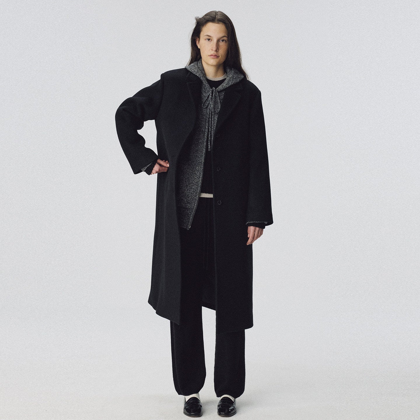 Damen Mantel Langer Mantel mit Revers und Taschen Eveloria