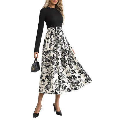 Damen Maxikleid Floralmuster Eleganter Bund