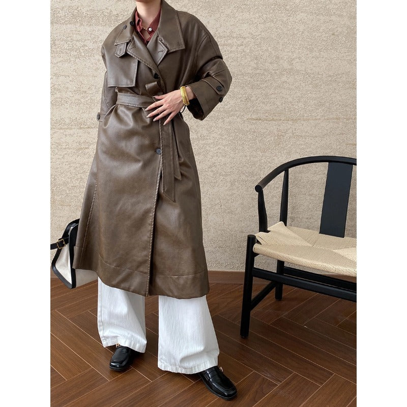 Damen Trenchcoat mit Gürtel und Kragen Eveloria - Eveloria