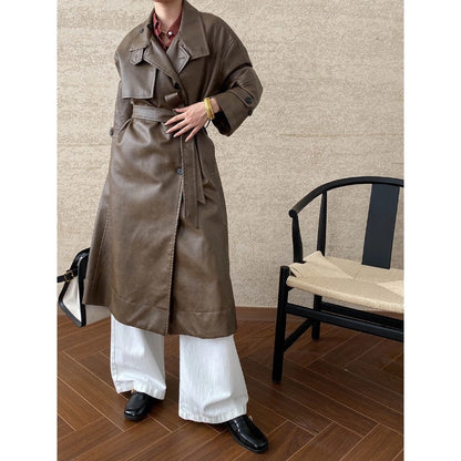 Damen Trenchcoat mit Gürtel und Kragen Eveloria - Eveloria
