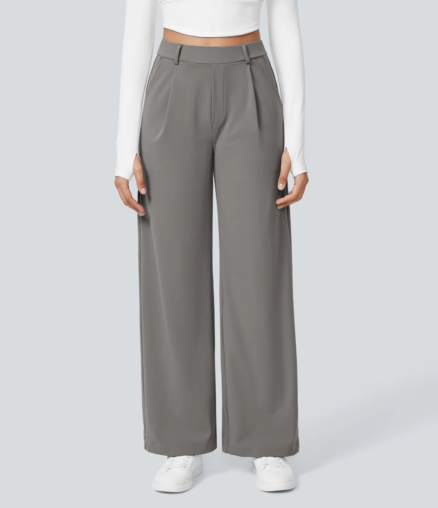 Damen Palazzo-Hose Weit Geschnitten Falten Elegant Eveloria