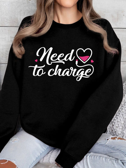 Damen Sweatshirt Inspirierender Herzspruch Lässig Grau