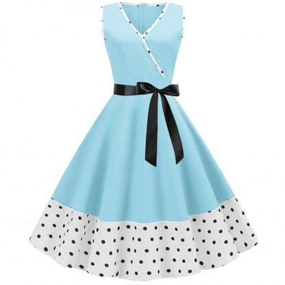 Damen Swingkleid V-Ausschnitt Gepunktet Eveloria - Eveloria