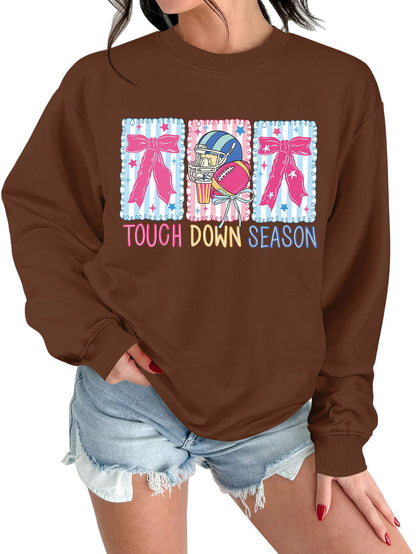 Damen Sweatshirt Football Motiv Lässig Grau Eveloria