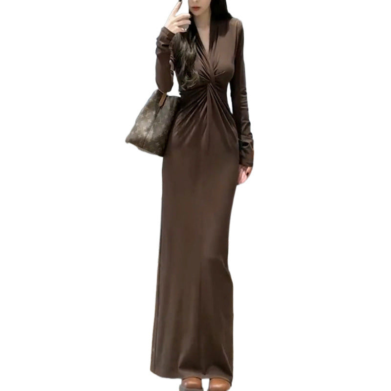 Damen Wickelkleid V-Ausschnitt Faltenwurf Eveloria