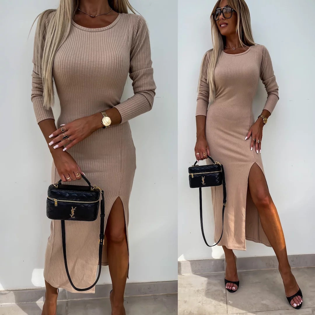 Damen Maxikleid Figurbetont mit Seitenschlitz Eveloria - Eveloria