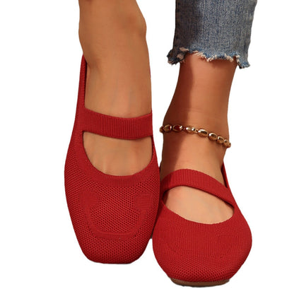 Damen Ballerinas Atmungsaktives Gummi-Obermaterial Verstellbarer